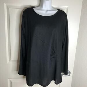 DG2 Diane Gilman Women's Brushed Knit Drape-Waist Top Black NEW ~ Size 1X
